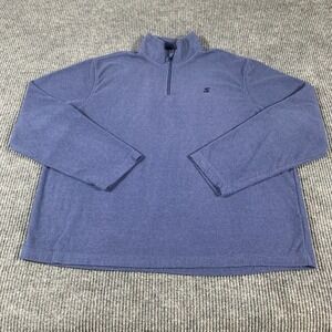 VTG Starter Jacket Mens Extra Large Blue 1/4 Zip Fleece Embroidered Retro Y2K‎